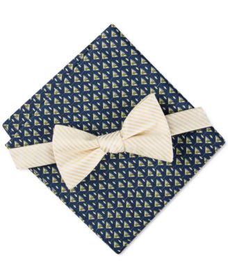 Tommy Hilfiger Mens Stripe Bow Tie Martini Yellow ONE SIZE
