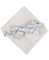 Tommy Hilfiger Men's Plaid Bow Tie & Oxford Pocket Square Set