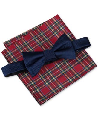 Tommy Hilfiger Mens Twill Bow Tie Royal Plaid