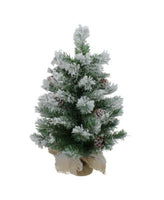 24" Flocked Pine Artificial Christmas Tree in Burlap Base