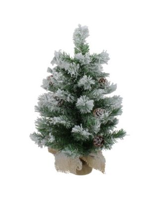 24" Flocked Pine Artificial Christmas Tree in Burlap Base