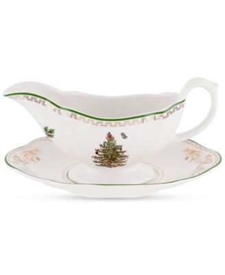 Spode Christmas Tree Sauce Boat & Stand