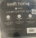 Swift Home Bedding Comforter Set, Lightweight 3-Piece Ruched 3D Floral Pintuck Comforter Set - White, Full/Queen