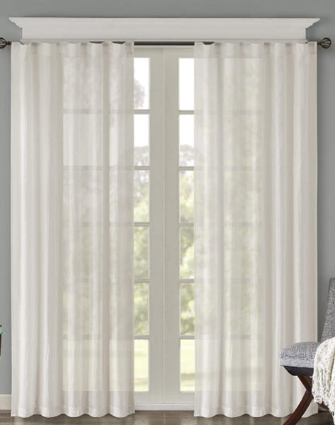 Madison Park Harper Sheer Window Curtain, 42" x 84",White New