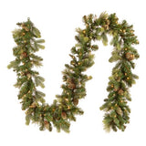 National Tree Company 9' X 10" Carolina Pine Garland with 27 Flocked Cones and 100 Clear Lights