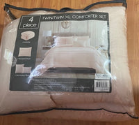 HALLMART COLLECTIBLES 4-PC BLUSH PINK ODESSA TWIN/TWIN XL COMFORTER SET